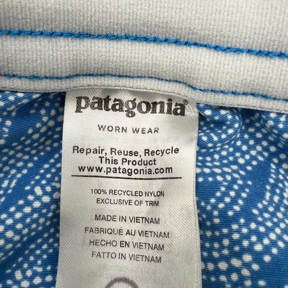 Patagonia Women's S Blue Dotted Wave Print Baggies Shorts Elastic Drawstring - Picture 5 of 12